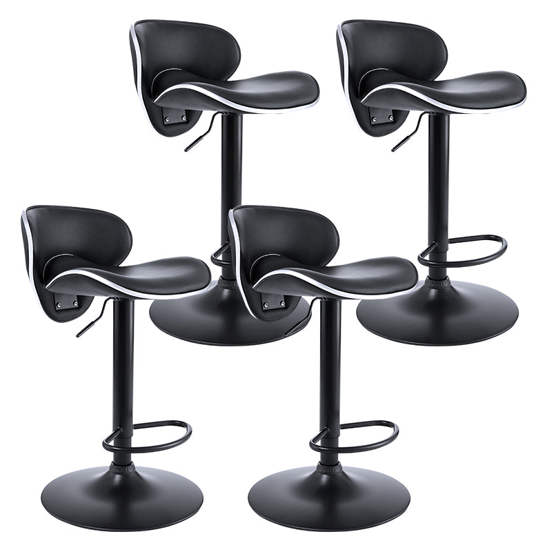 Taburete de bar moderno ajustable, respaldo, taburete de bar de cuero con giro en negro