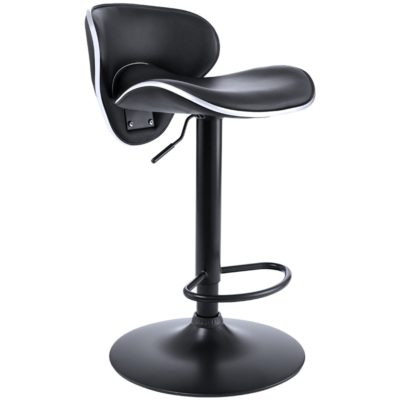 Taburete de bar moderno ajustable, respaldo, taburete de bar de cuero con giro en negro