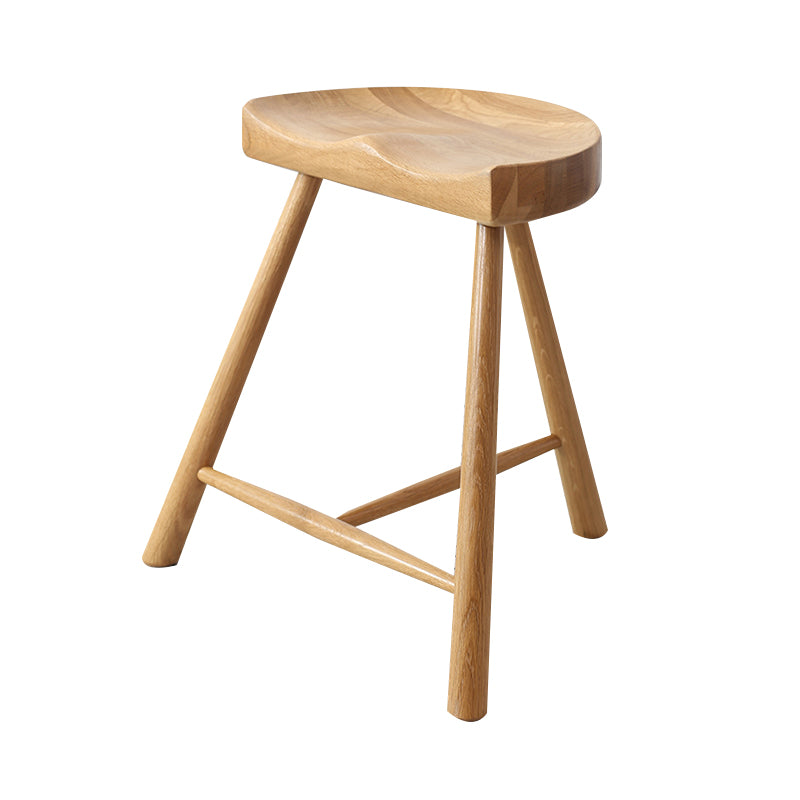 Taburete de bar contemporáneo, taburete de bar de madera clara sin respaldo con reposapiés