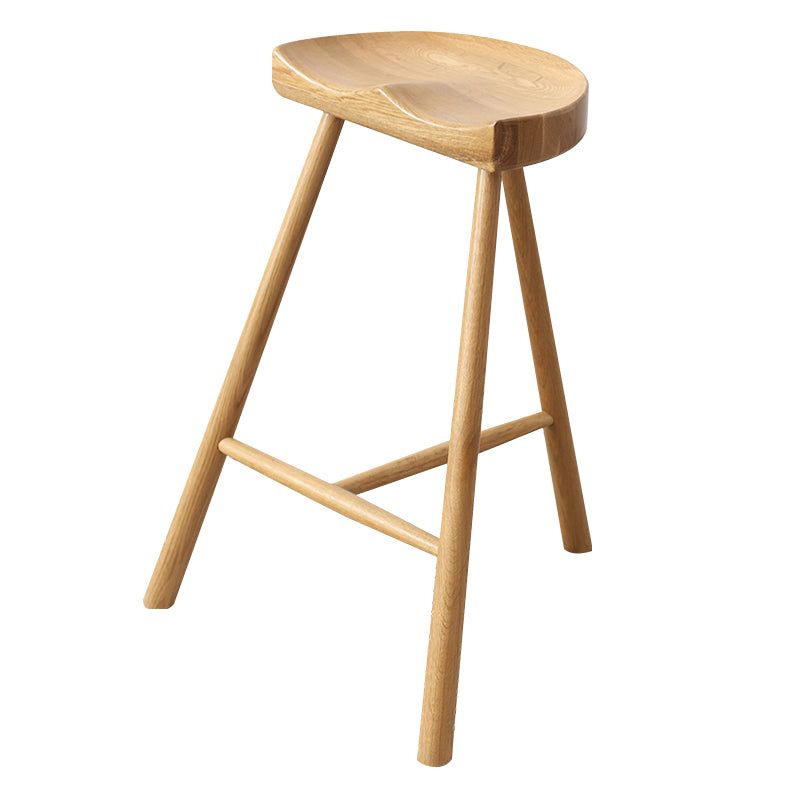 Taburete de bar contemporáneo, taburete de bar de madera clara sin respaldo con reposapiés