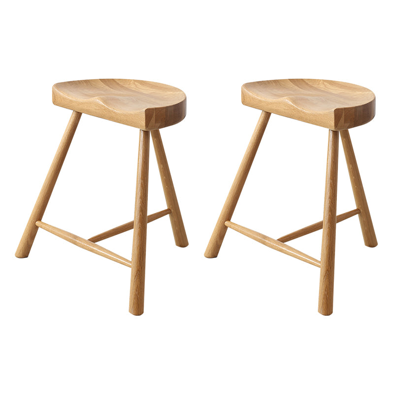 Taburete de bar contemporáneo, taburete de bar de madera clara sin respaldo con reposapiés