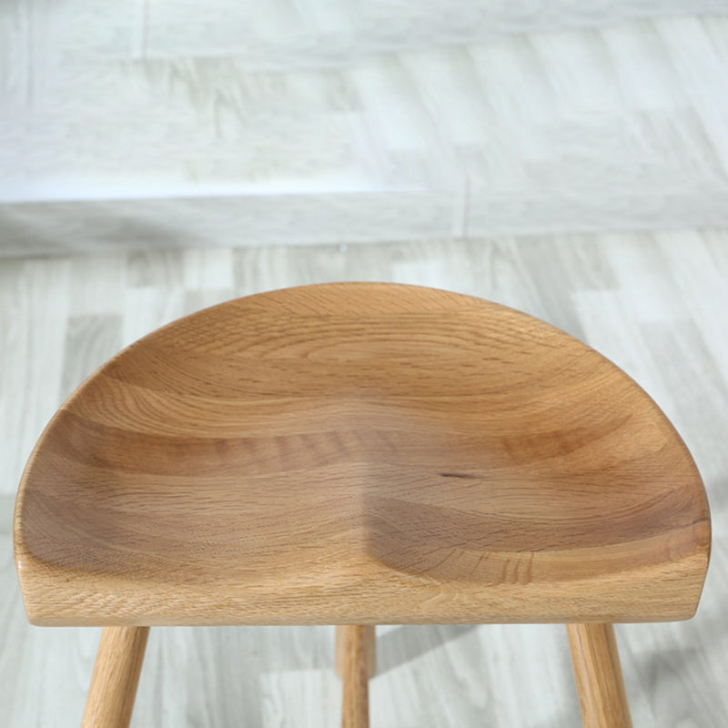 Taburete de bar contemporáneo, taburete de bar de madera clara sin respaldo con reposapiés