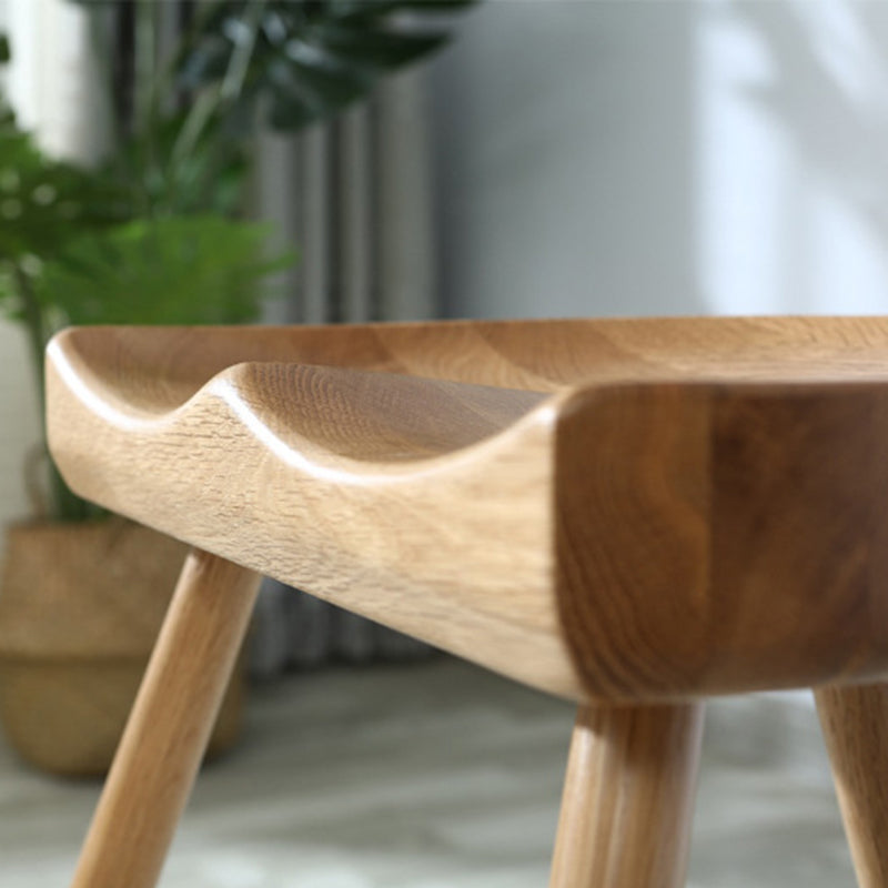 Taburete de bar contemporáneo, taburete de bar de madera clara sin respaldo con reposapiés