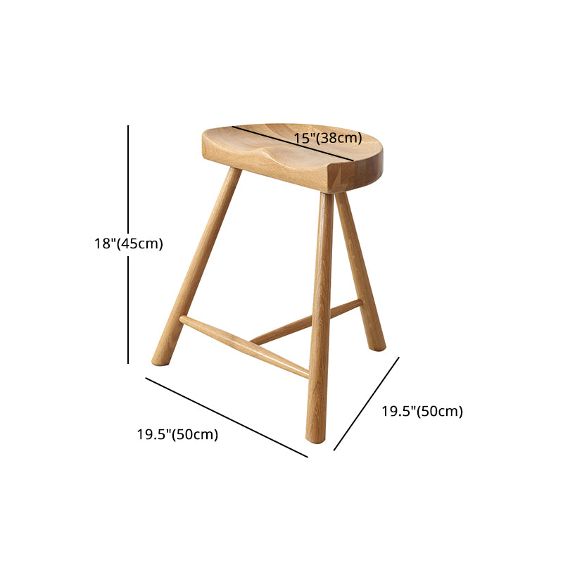 Taburete de bar contemporáneo, taburete de bar de madera clara sin respaldo con reposapiés