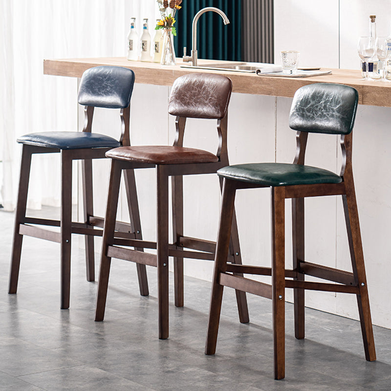 Taburete de bar contemporáneo con respaldo, taburete de bar de madera espresso con reposapiés