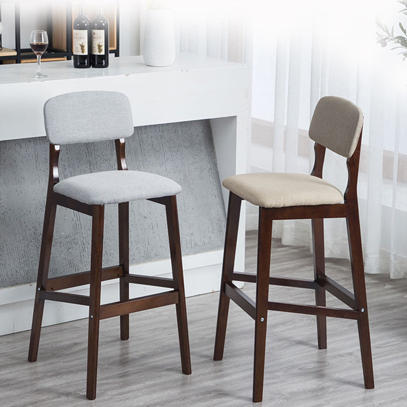 Zeitgenössischer Theken-Barhocker mit Rückenlehne, Barhocker aus Espressoholz und Fußstütze