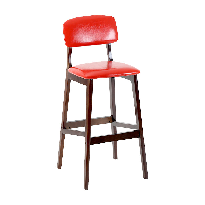 Taburete de bar contemporáneo con respaldo, taburete de bar de madera espresso con reposapiés