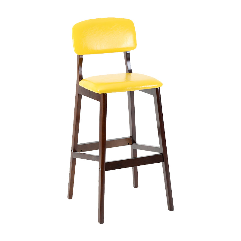 Taburete de bar contemporáneo con respaldo, taburete de bar de madera espresso con reposapiés