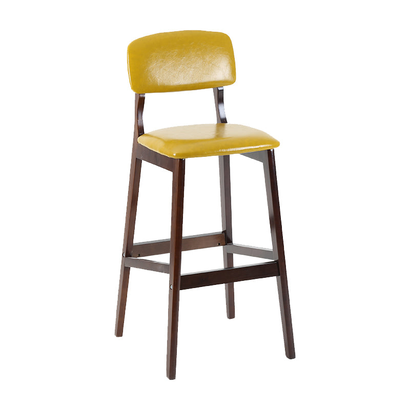 Taburete de bar contemporáneo con respaldo, taburete de bar de madera espresso con reposapiés
