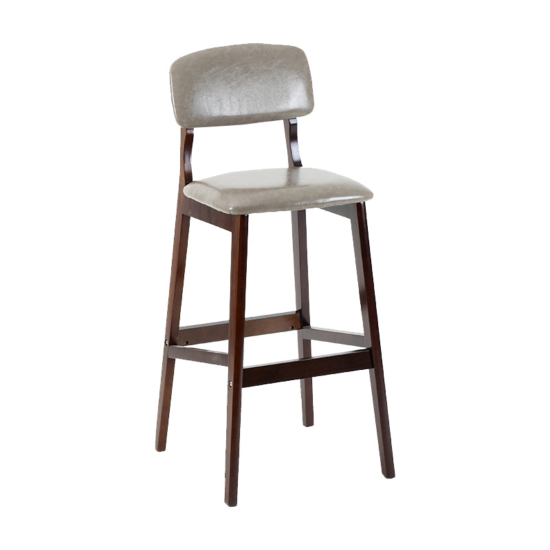 Taburete de bar contemporáneo con respaldo, taburete de bar de madera espresso con reposapiés