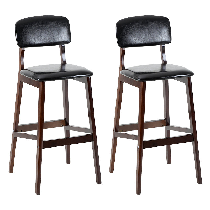 Taburete de bar contemporáneo con respaldo, taburete de bar de madera espresso con reposapiés