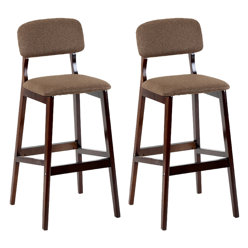 Taburete de bar contemporáneo con respaldo, taburete de bar de madera espresso con reposapiés