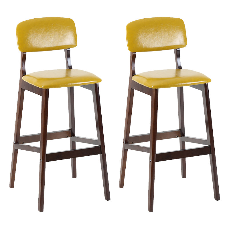 Taburete de bar contemporáneo con respaldo, taburete de bar de madera espresso con reposapiés