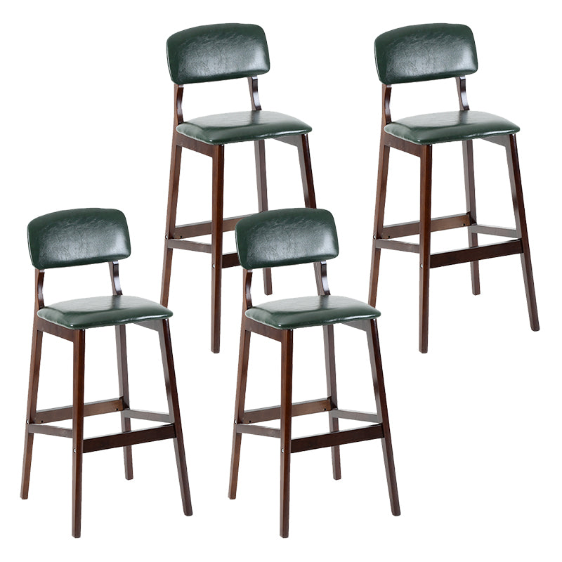 Taburete de bar contemporáneo con respaldo, taburete de bar de madera espresso con reposapiés
