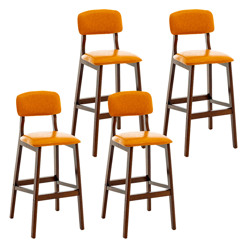 Taburete de bar contemporáneo con respaldo, taburete de bar de madera espresso con reposapiés