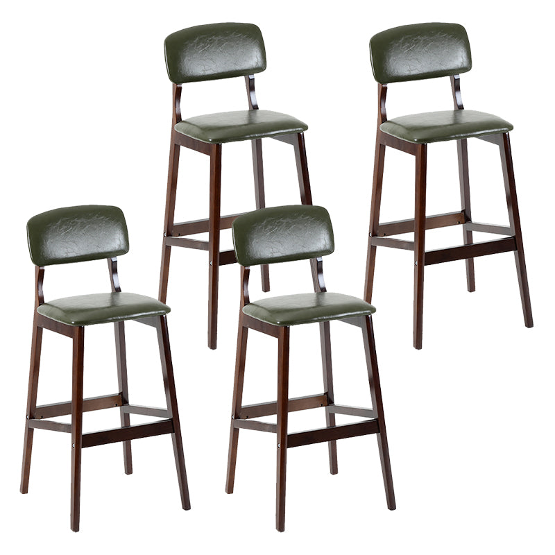 Taburete de bar contemporáneo con respaldo, taburete de bar de madera espresso con reposapiés
