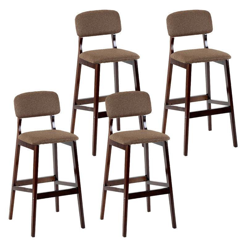 Taburete de bar contemporáneo con respaldo, taburete de bar de madera espresso con reposapiés