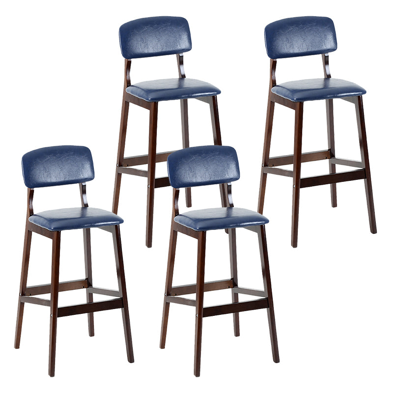 Taburete de bar contemporáneo con respaldo, taburete de bar de madera espresso con reposapiés