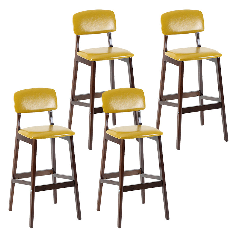 Taburete de bar contemporáneo con respaldo, taburete de bar de madera espresso con reposapiés