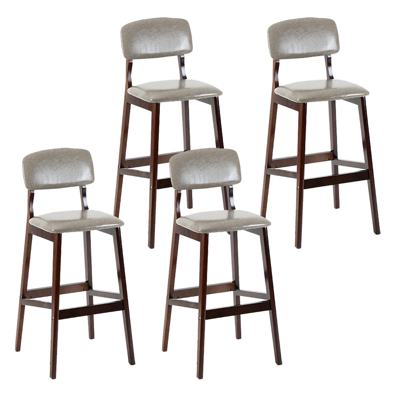 Taburete de bar contemporáneo con respaldo, taburete de bar de madera espresso con reposapiés