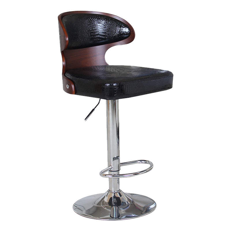 Modern Backrest Liftable Stool Steel Household Bar Stool with Cushion and Pedal