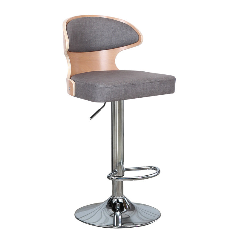 Modern Backrest Liftable Stool Steel Household Bar Stool with Cushion and Pedal