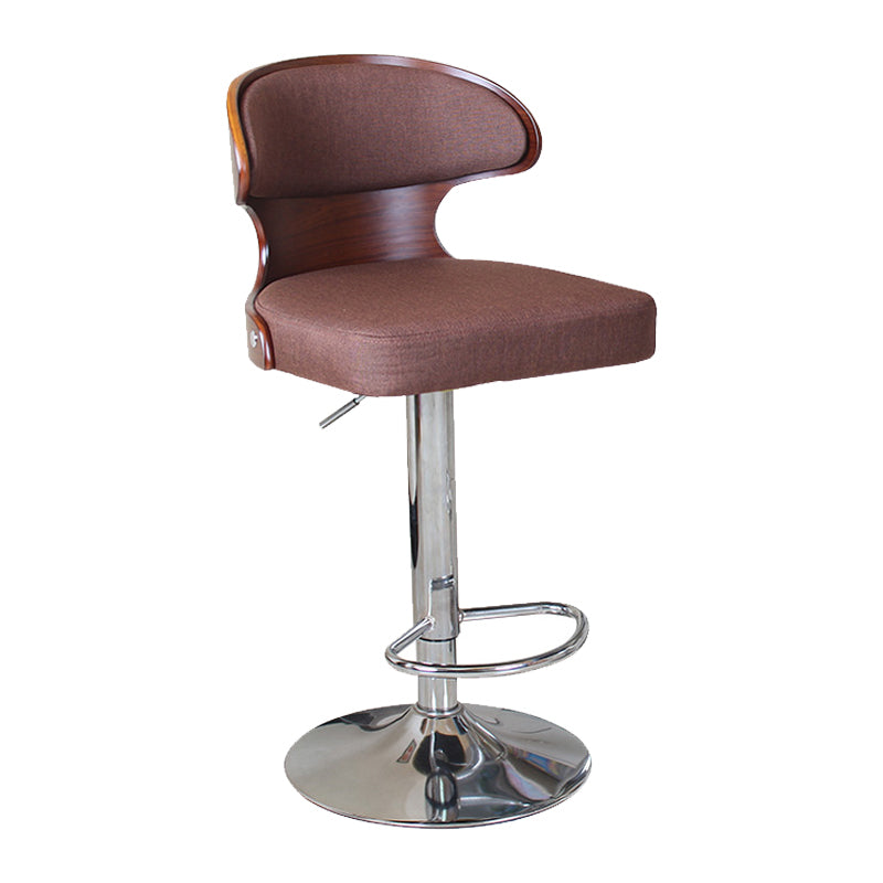 Modern Backrest Liftable Stool Steel Household Bar Stool with Cushion and Pedal
