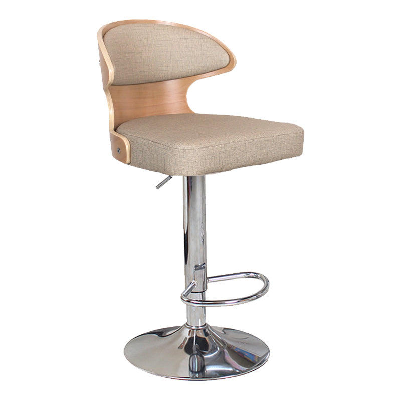 Modern Backrest Liftable Stool Steel Household Bar Stool with Cushion and Pedal