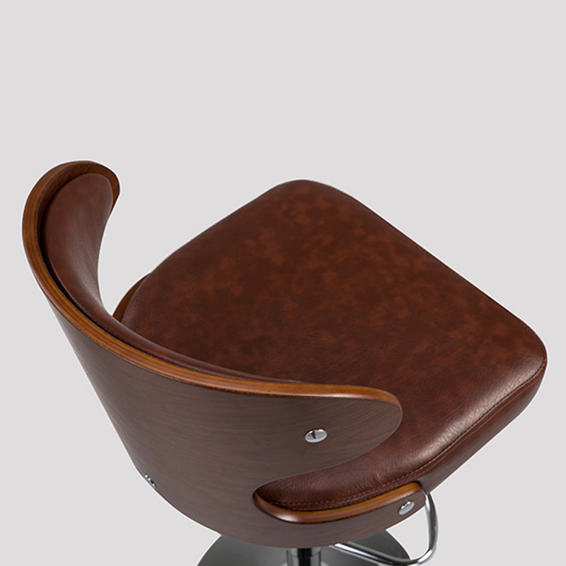 Modern Backrest Liftable Stool Steel Household Bar Stool with Cushion and Pedal