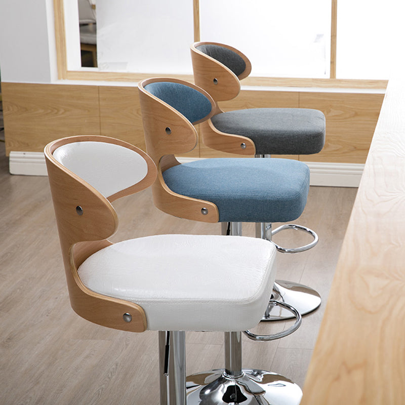 Modern Backrest Liftable Stool Steel Household Bar Stool with Cushion and Pedal