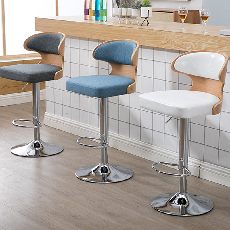 Modern Backrest Liftable Stool Steel Household Bar Stool with Cushion and Pedal
