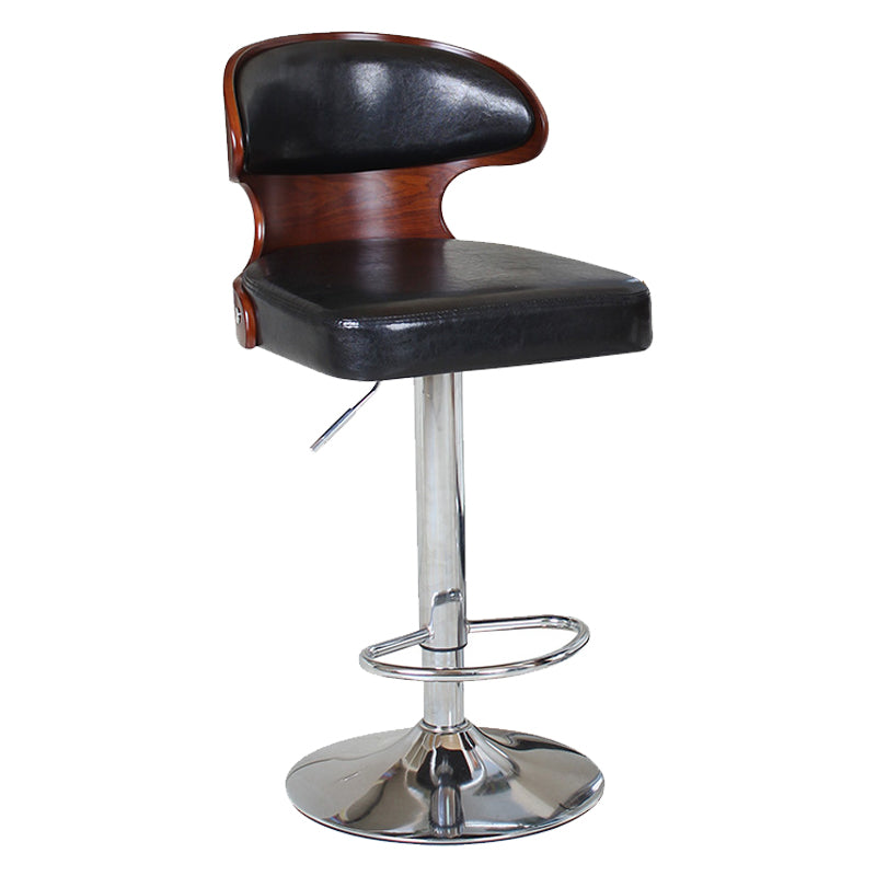 Modern Backrest Liftable Stool Steel Household Bar Stool with Cushion and Pedal