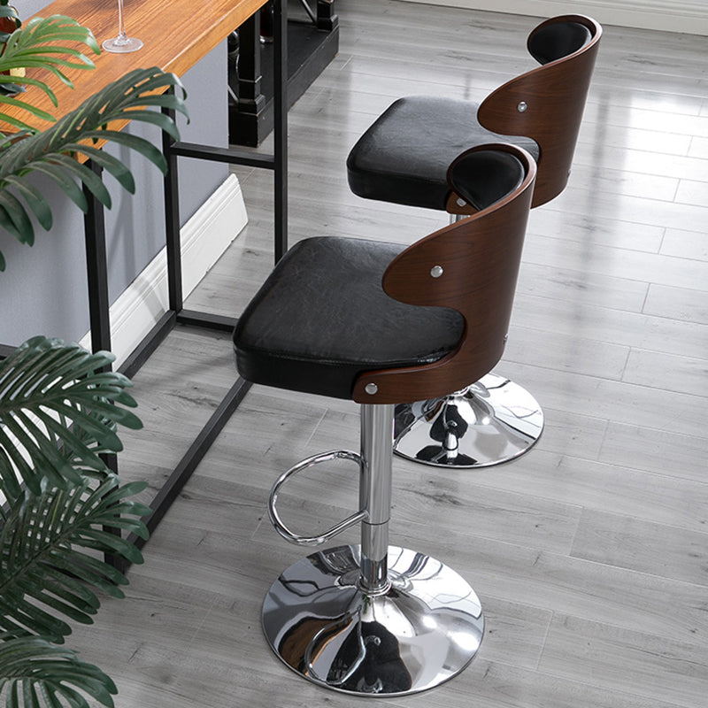 Modern Backrest Liftable Stool Steel Household Bar Stool with Cushion and Pedal
