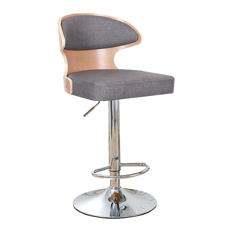 Modern Backrest Liftable Stool Steel Household Bar Stool with Cushion and Pedal