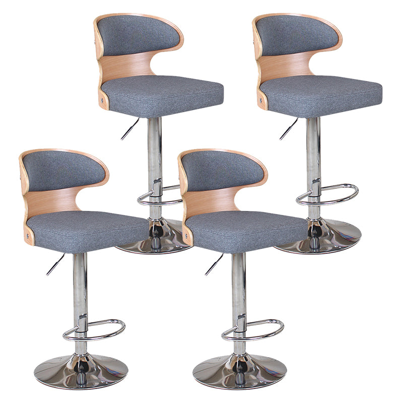 Modern Backrest Liftable Stool Steel Household Bar Stool with Cushion and Pedal