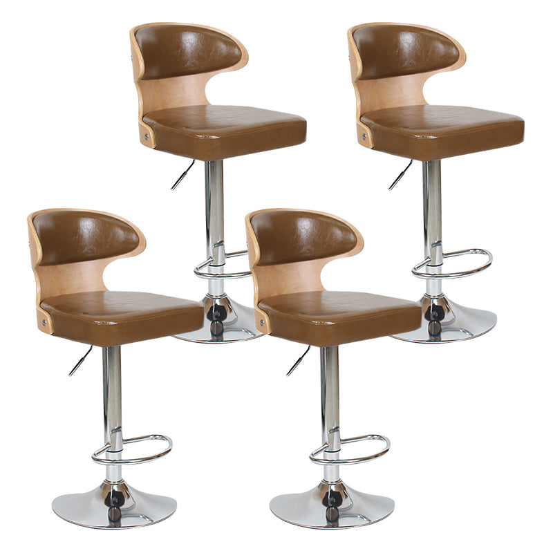 Modern Backrest Liftable Stool Steel Household Bar Stool with Cushion and Pedal