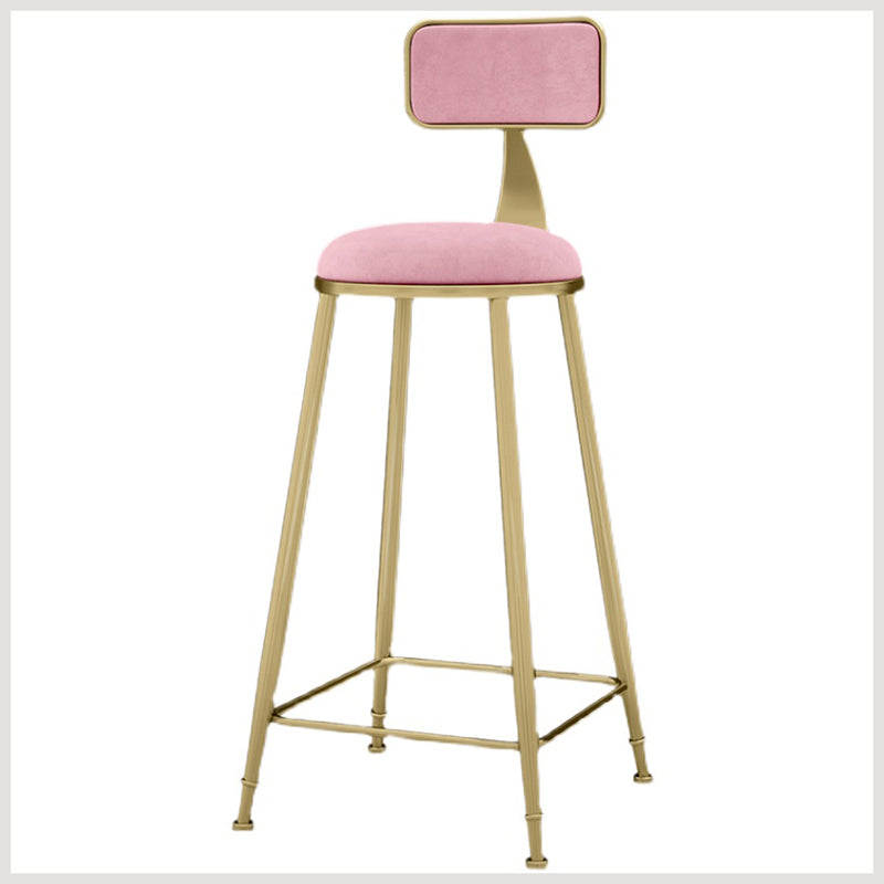 Glam Metal Upholstered Barstool Indoor Bar Stool With Cushion and Iron Legs