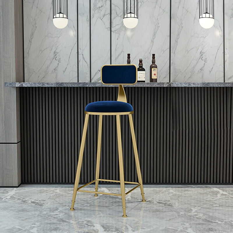 Glam Metal Upholstered Barstool Indoor Bar Stool With Cushion and Iron Legs