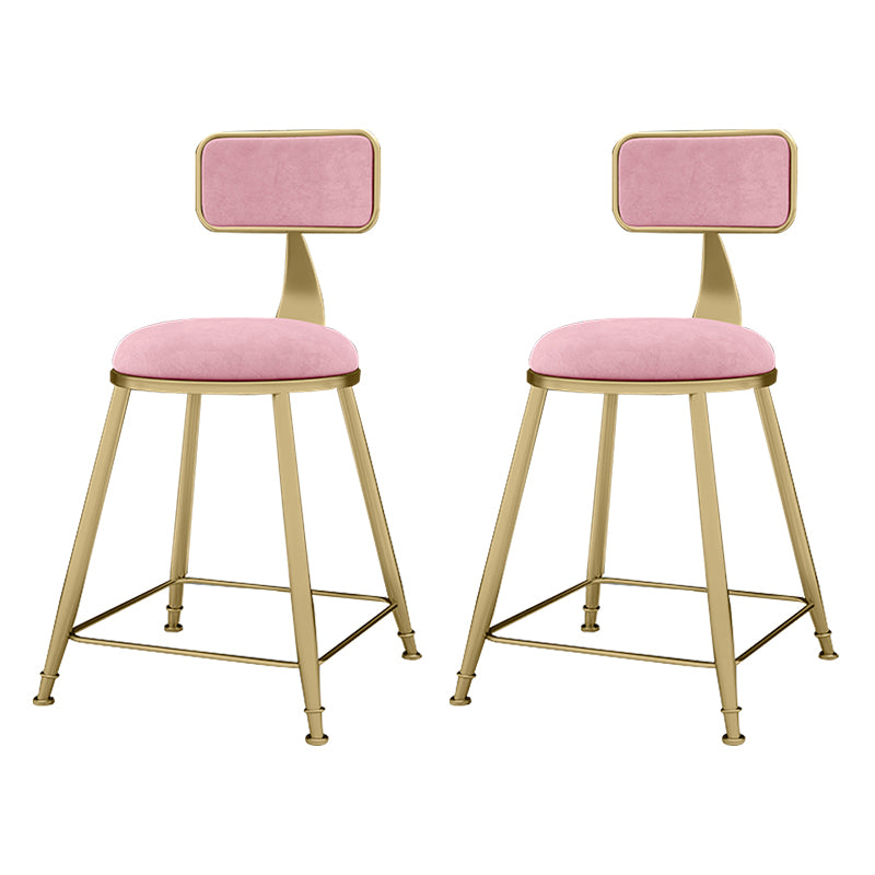 Glam Metal Upholstered Barstool Indoor Bar Stool With Cushion and Iron Legs