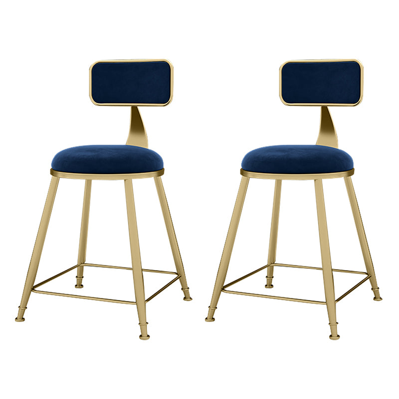 Glam Metal Upholstered Barstool Indoor Bar Stool With Cushion and Iron Legs