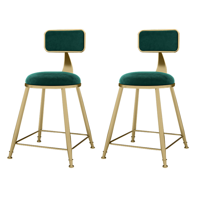 Glam Metal Upholstered Barstool Indoor Bar Stool With Cushion and Iron Legs