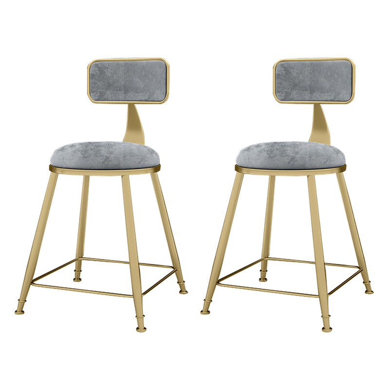 Glam Metal Upholstered Barstool Indoor Bar Stool With Cushion and Iron Legs