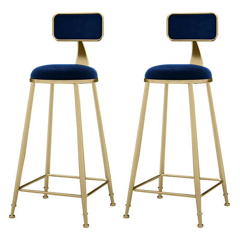 Glam Metal Upholstered Barstool Indoor Bar Stool With Cushion and Iron Legs