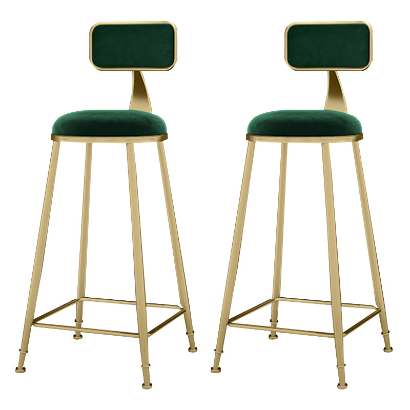 Glam Metal Upholstered Barstool Indoor Bar Stool With Cushion and Iron Legs