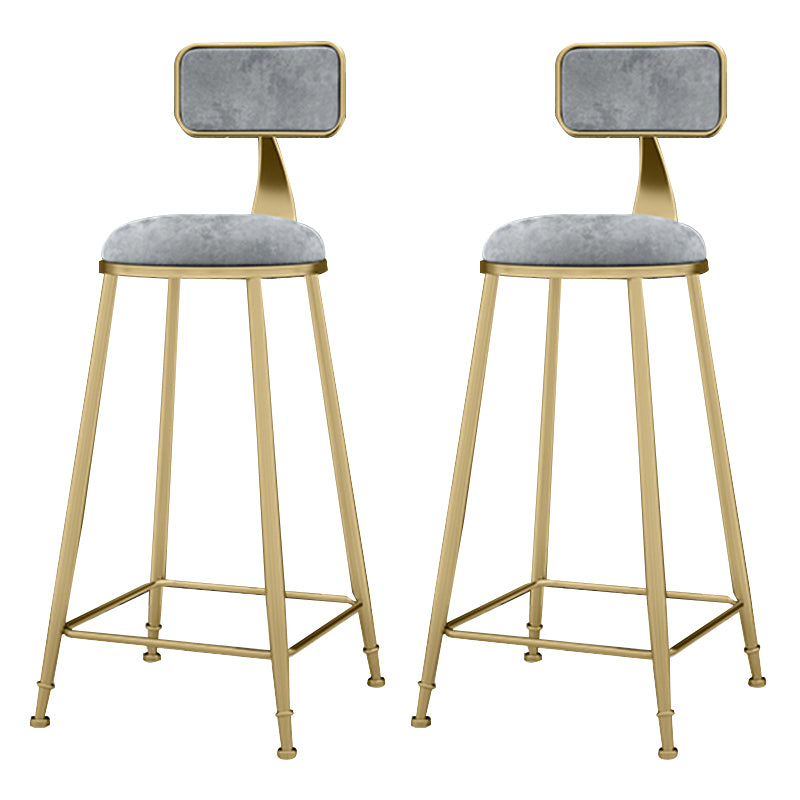 Glam Metal Upholstered Barstool Indoor Bar Stool With Cushion and Iron Legs