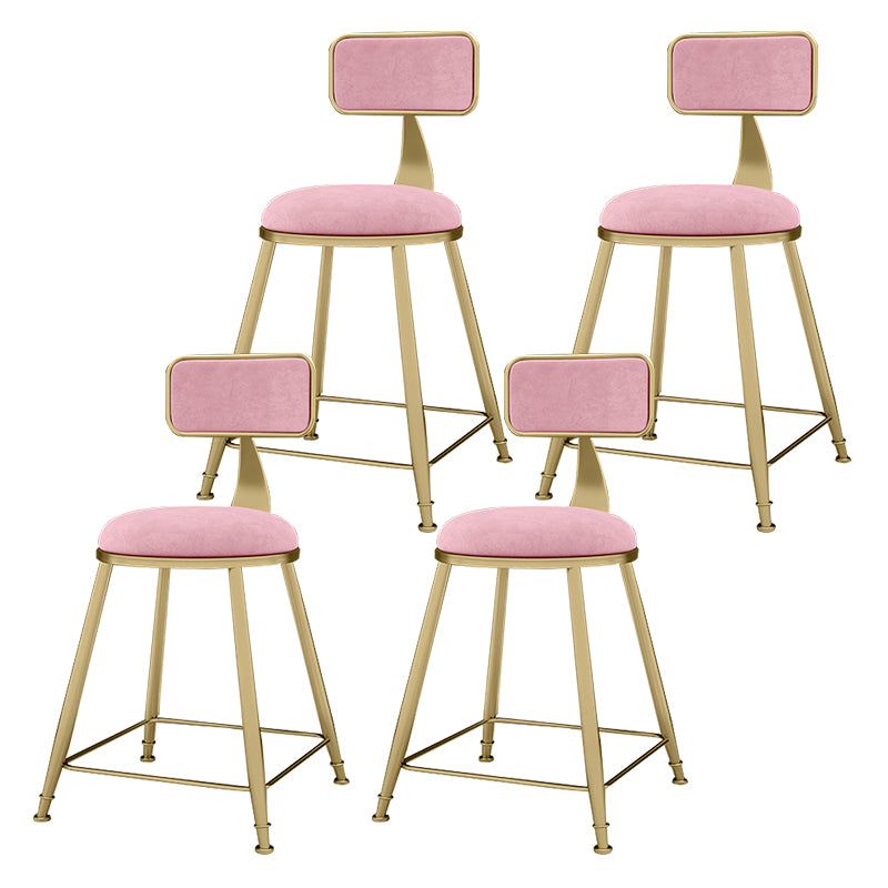 Glam Metal Upholstered Barstool Indoor Bar Stool With Cushion and Iron Legs