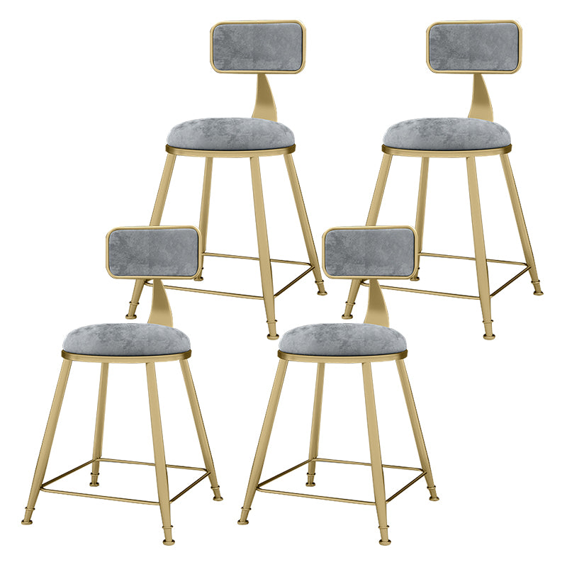 Glam Metal Upholstered Barstool Indoor Bar Stool With Cushion and Iron Legs
