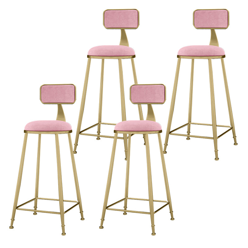 Glam Metal Upholstered Barstool Indoor Bar Stool With Cushion and Iron Legs