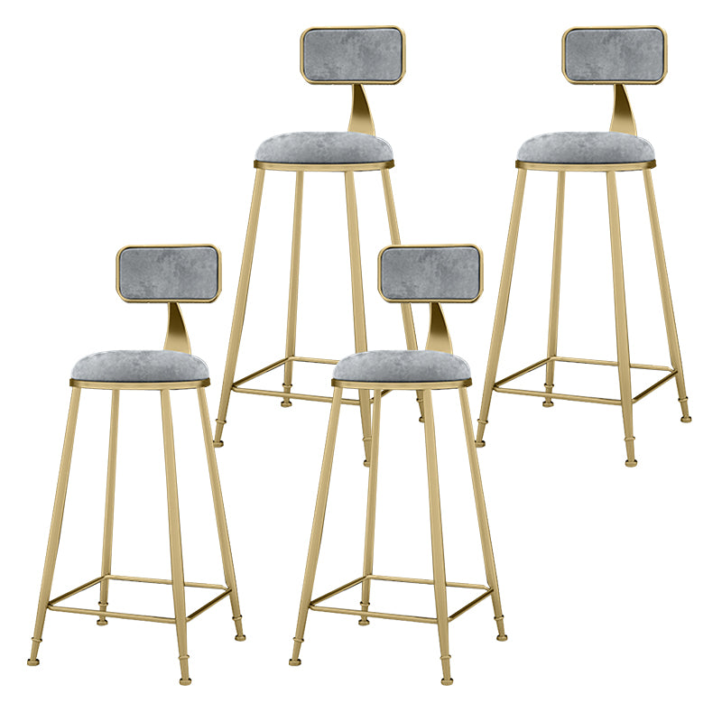 Glam Metal Upholstered Barstool Indoor Bar Stool With Cushion and Iron Legs