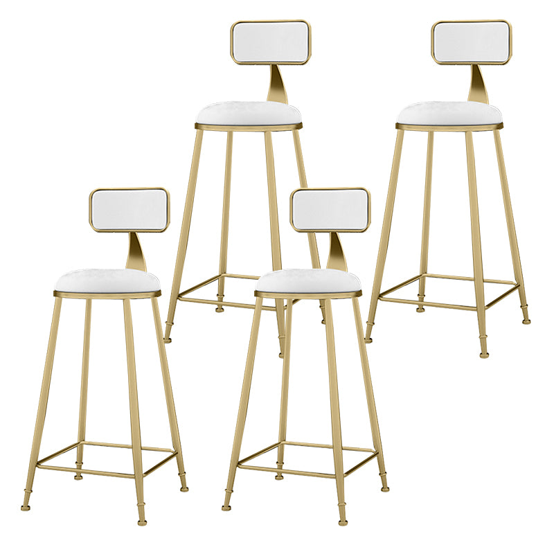 Glam Metal Upholstered Barstool Indoor Bar Stool With Cushion and Iron Legs